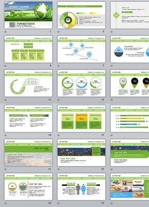 清新綠色商務ppt模板