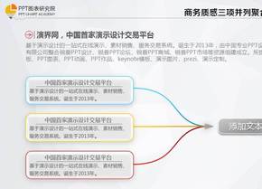 商務質感三項并列聚合關系PPT圖表