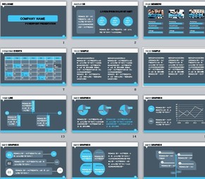 藍色深灰圖表商務(wù)模板