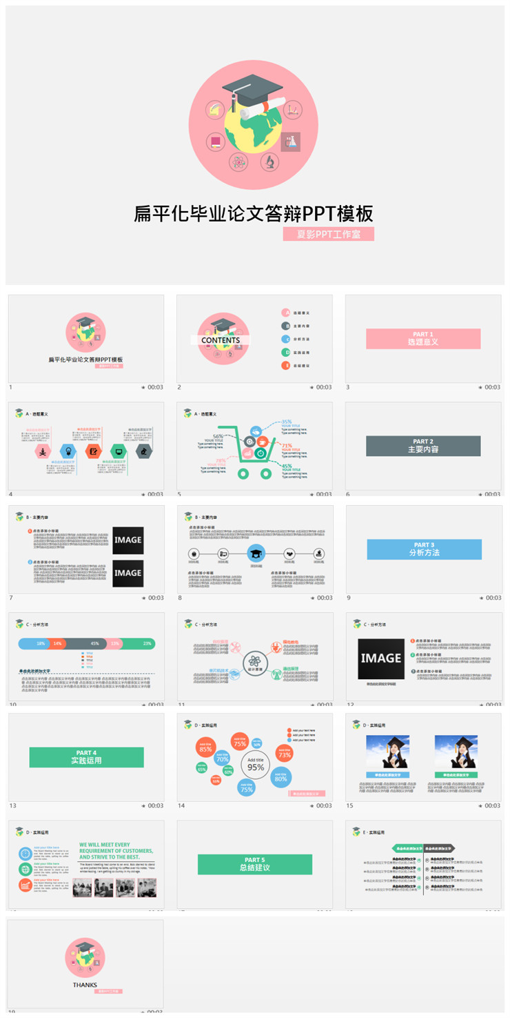 動(dòng)態(tài)扁平化清新范畢業(yè)論文答辯PPT模板
