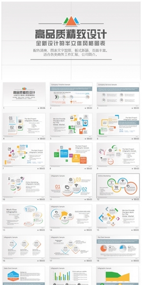 20套精致半立體風(fēng)格質(zhì)感商務(wù)匯報(bào)類(lèi)PPT圖表