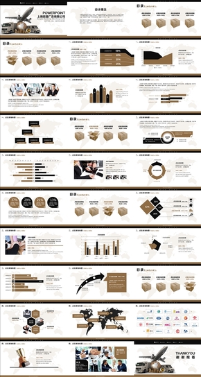 棕色簡約陸航運輸物流管理總結(jié)動畫PPT模板