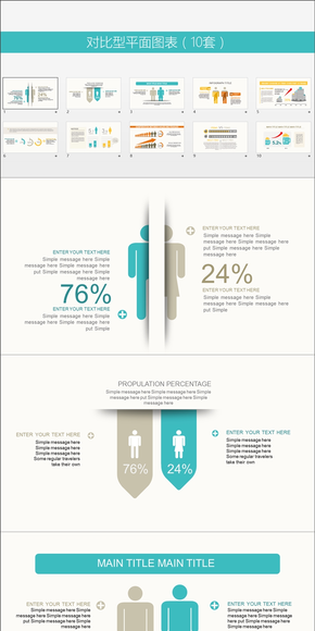 10套對比關系PPT圖表合集