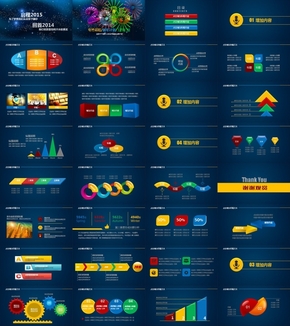2015商務(wù)炫彩立體年終總結(jié)計劃動態(tài)ppt模板
