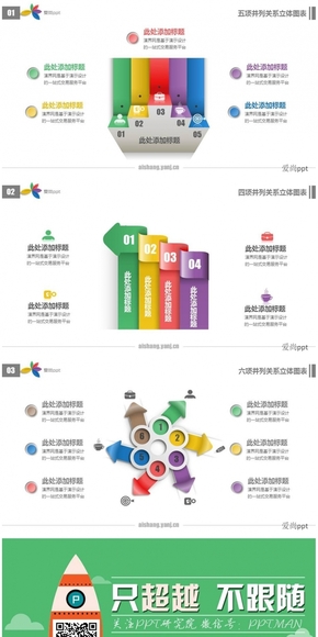 3頁多色并列關系立體圖表