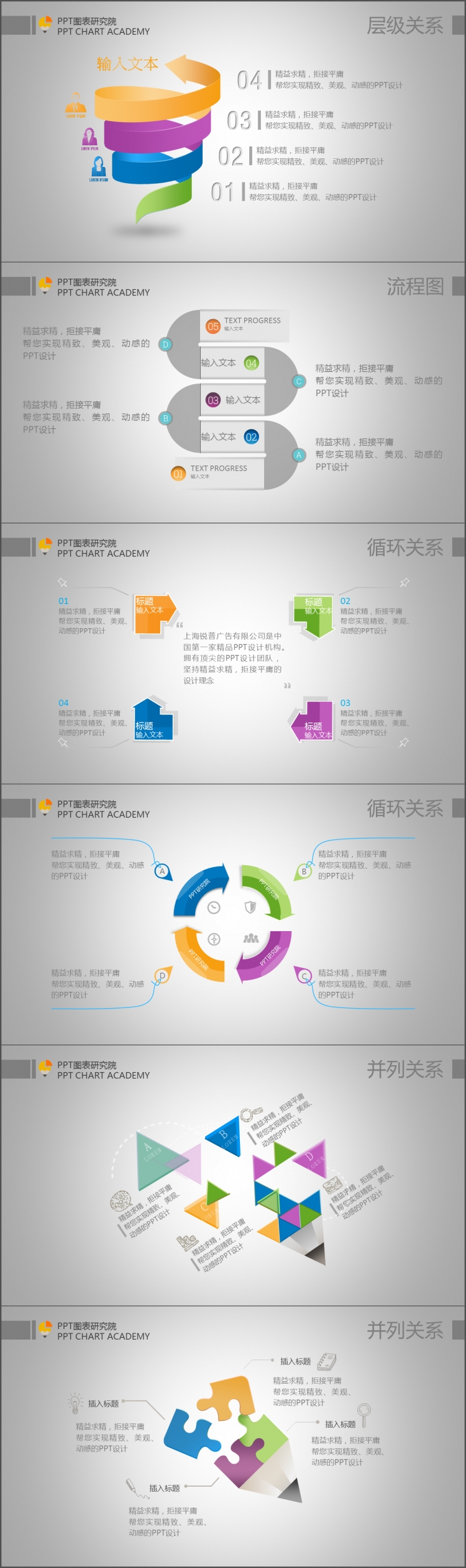 PPT圖表 層級(jí)關(guān)系 流程圖 循環(huán)關(guān)系 并列關(guān)系