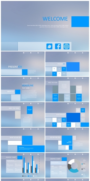 藍色商務IOS風PPT模板