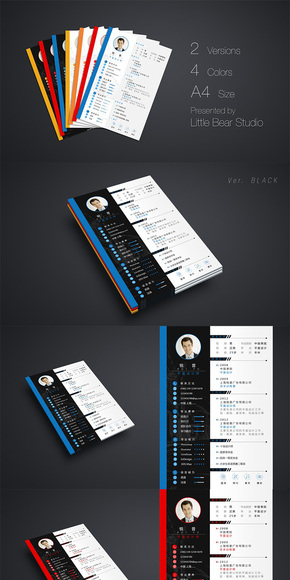 簡約風(fēng)格四色簡歷