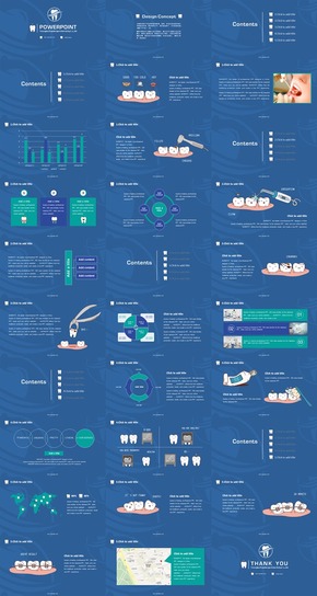 藍(lán)色牙科醫(yī)療衛(wèi)生卡通形象通用PPT模板