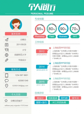 一頁版A4個(gè)人簡歷模版