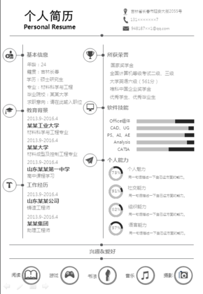 一頁紙白色干凈純潔簡歷模板