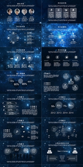 歐美風大氣星空動態(tài)PPT模板