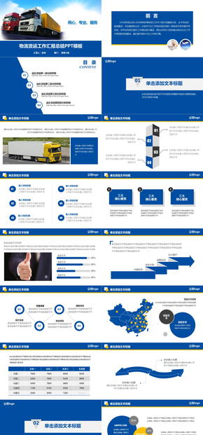 物流貨運快遞公司年終工作匯報總結運輸物流公司PPT模板