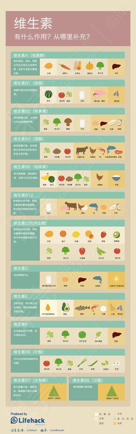 【演界信息圖表】簡約形象-維生素的作用和來源