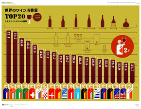 【演界信息圖表】多彩扁平-世界紅酒消費量前20的國家