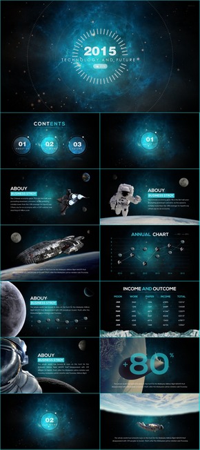 【極致場景】星際遨游PPT模板