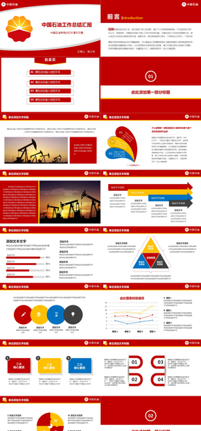 紅色大氣工作匯報年終總結中國石油PPT模板