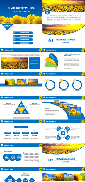 簡(jiǎn)約時(shí)尚向日葵學(xué)校教育教學(xué)課件支教PPT模板