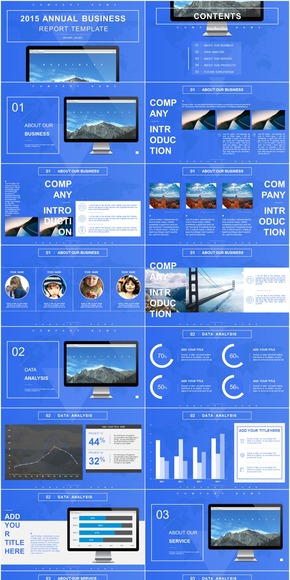 動態(tài)簡約藍色商務匯報演示類keynote模板