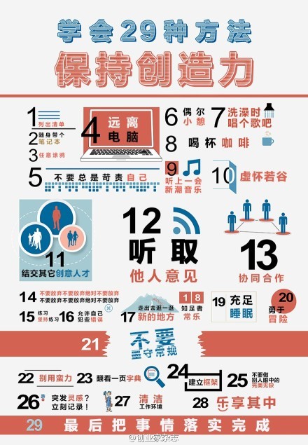 學(xué)會(huì)29種方法保持創(chuàng)造力