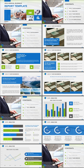 動態(tài)藍(lán)綠商務(wù)年終匯報匯報展示Keynote模板