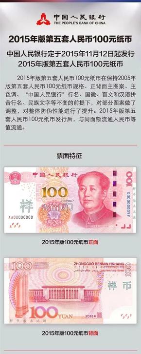 【演界信息圖表】2015年版第五套人民幣100元紙幣