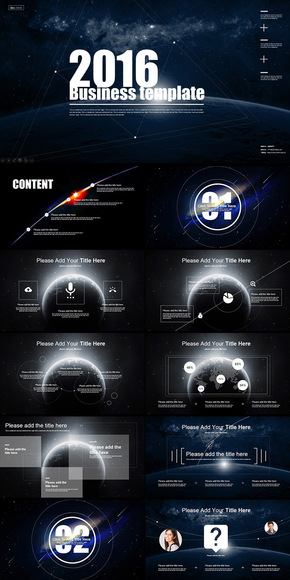 2016科幻星空商務匯報動態(tài)PPT模板（黑馬作品）@黑馬PPT