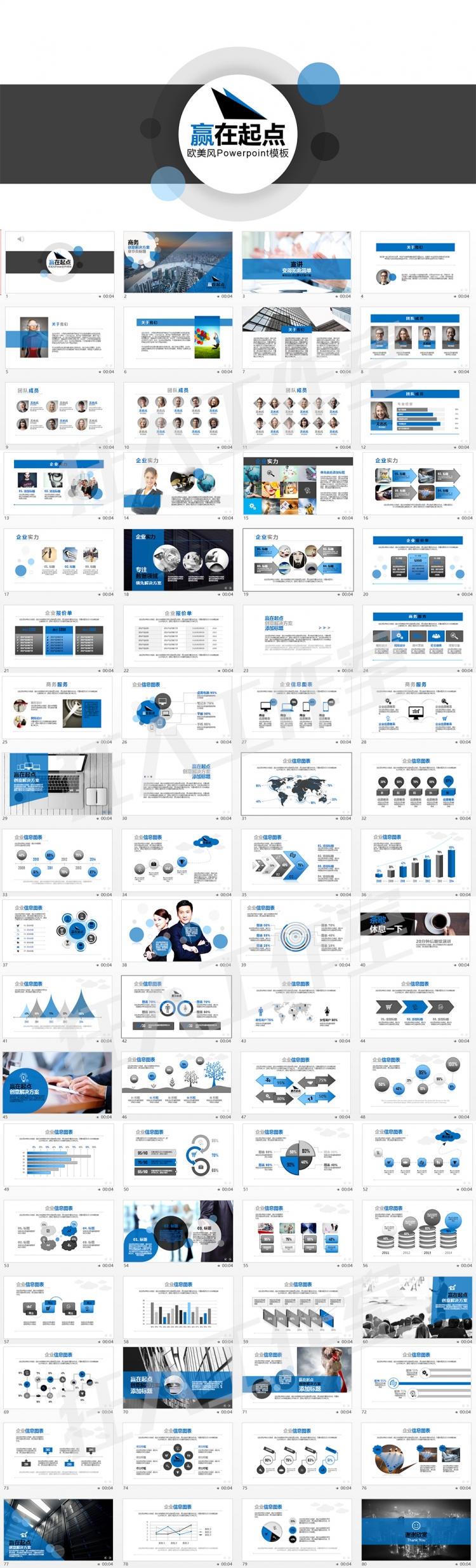 藍色系公司介紹宣講品牌推廣ppt模板-80頁-動態(tài)