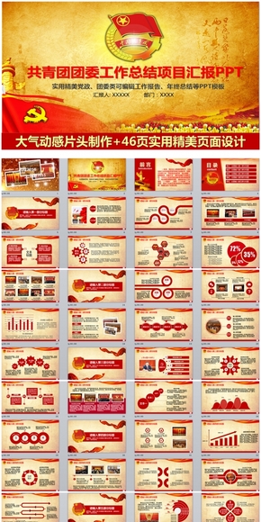 大氣精美共青團團委團組織黨政工作總結(jié)計劃項目匯報PPT