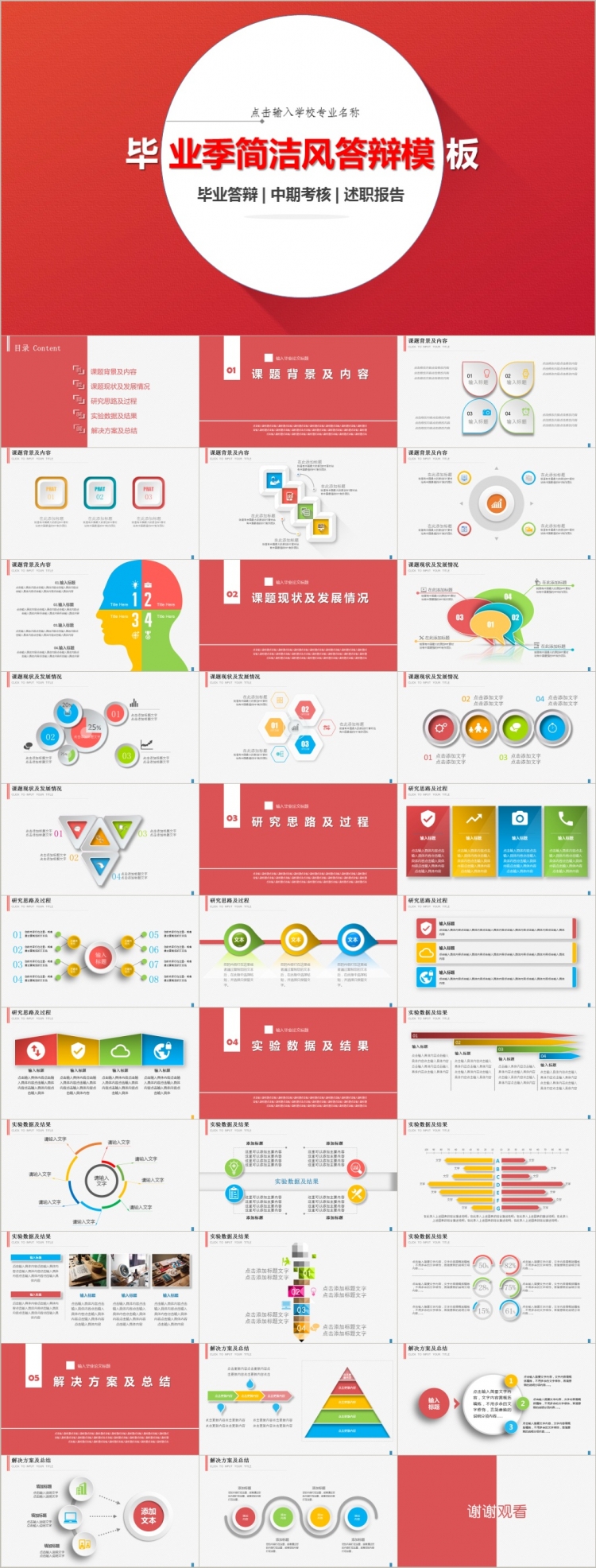 作品标题:毕业季 完整框架 大气红答辩模板