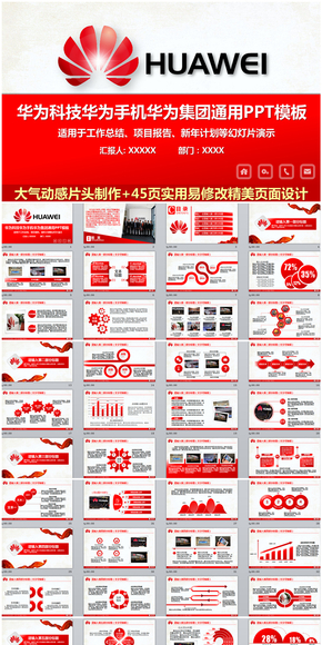 華為科技華為手機華為集團(tuán)通用PPT模板
