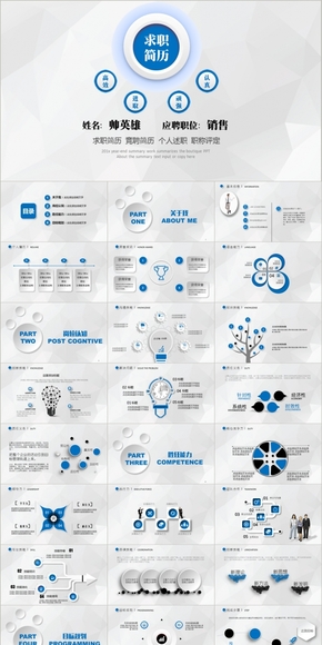 精心制作 大氣藍(lán)個人求職競聘簡歷