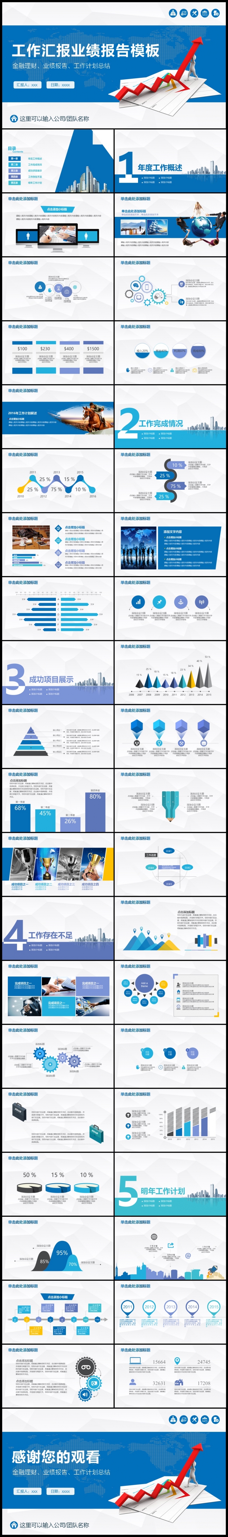 藍色業(yè)績匯報年終總結(jié)新年計劃PPT模板