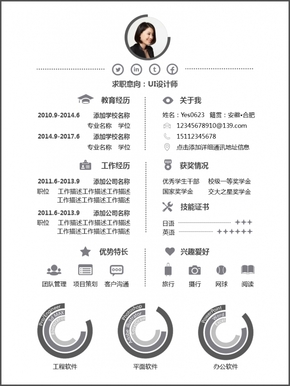 簡約大氣的一頁紙簡歷PPT模板