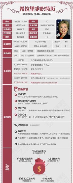 [演界信息圖表簡(jiǎn)歷模板-希拉里的求職簡(jiǎn)歷