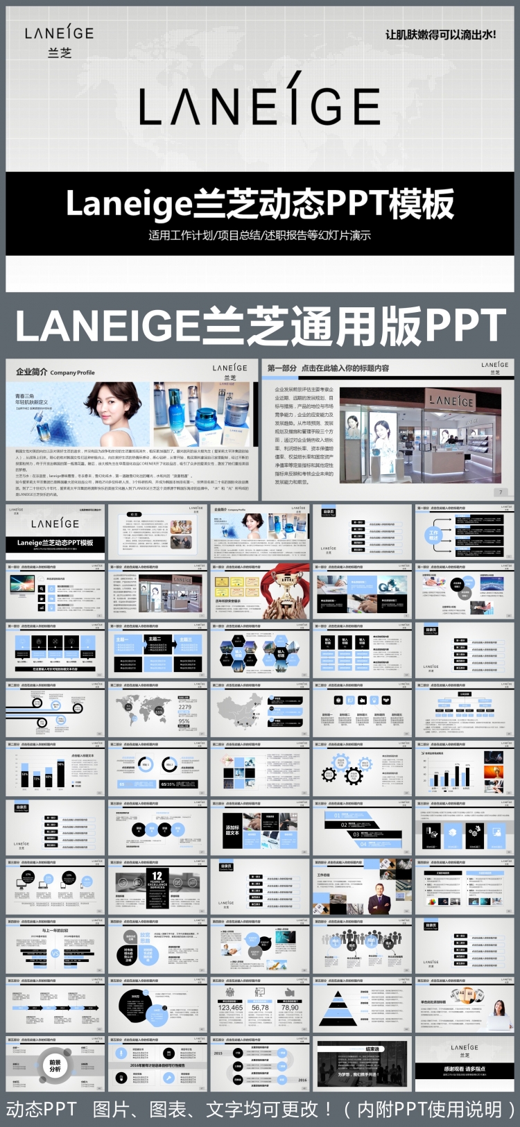 Laneige蘭芝企業(yè)簡(jiǎn)介通用版動(dòng)態(tài)PPT專用模板 述職報(bào)告 工作總結(jié) 工作匯報(bào) 年終總結(jié) 新年計(jì)劃