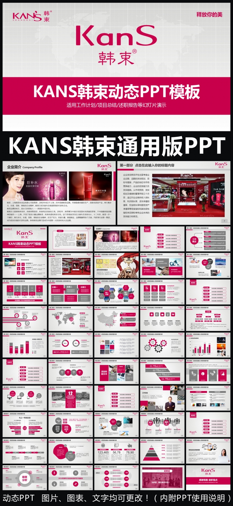 KANS韓束企業(yè)簡介通用版動(dòng)態(tài)PPT專用模板 述職報(bào)告 工作總結(jié) 工作匯報(bào) 年終總結(jié) 新年計(jì)劃