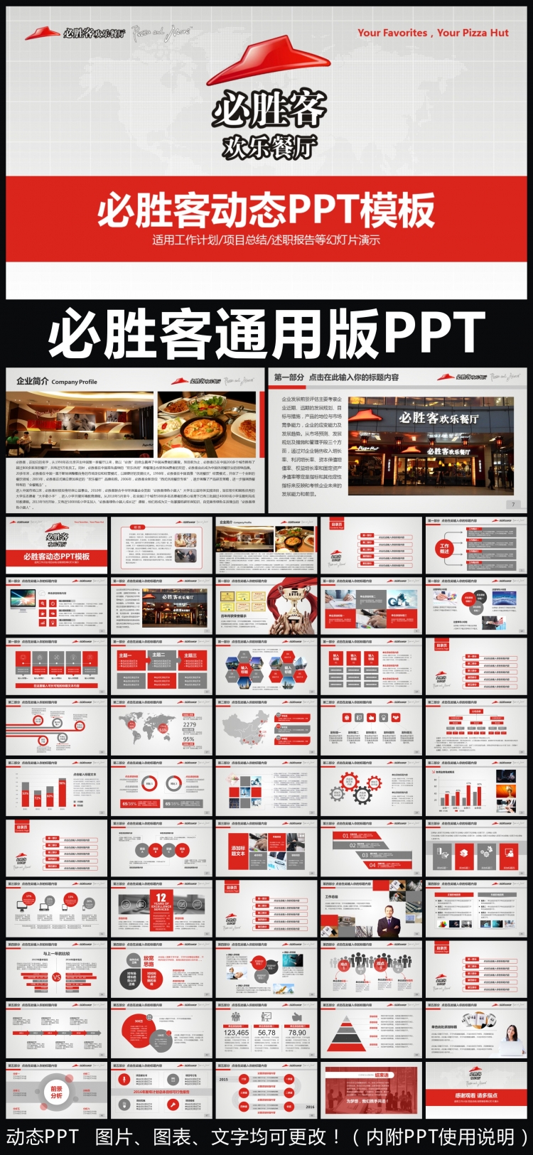 必勝客歡樂餐廳企業(yè)簡介通用版動態(tài)PPT專用模板  述職報告 工作總結(jié) 工作匯報 年終總結(jié) 新年計劃