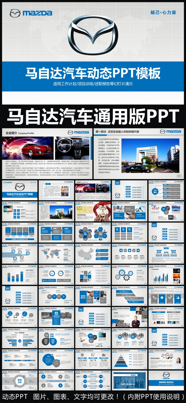 MAZDA馬自達(dá)汽車通用版動態(tài)PPT專用模板 述職報告 工作總結(jié) 工作匯報 年終總結(jié) 新年計劃