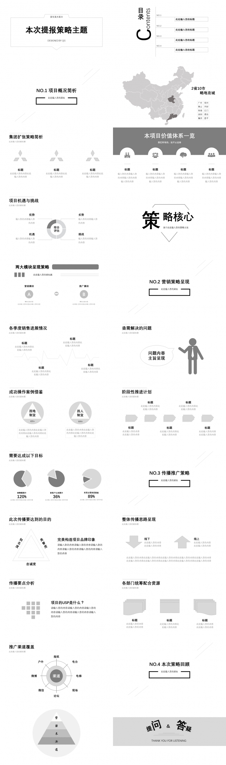 【曜揚文化】黑白底純色簡約商務PPT設計模板