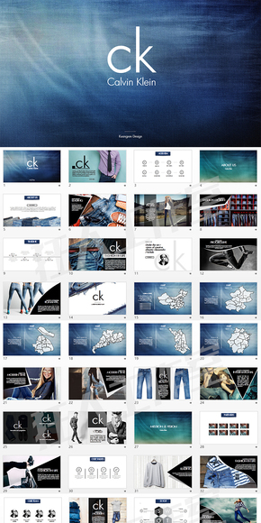 奢侈品Calvin Klein牛仔風格高端PPT模板