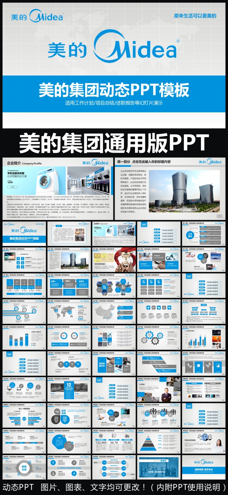 美的集團(tuán)企業(yè)簡介通用版動態(tài)ppt專用模板 述職報(bào)告 工作總結(jié) 工作匯報(bào) 年終總結(jié) 新年計(jì)劃