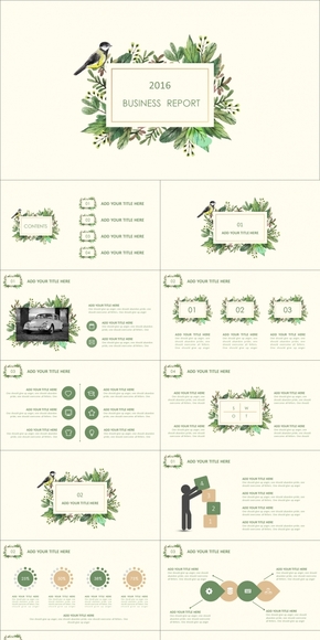 手繪自然風(fēng)商務(wù)動感模板（動靜雙套）