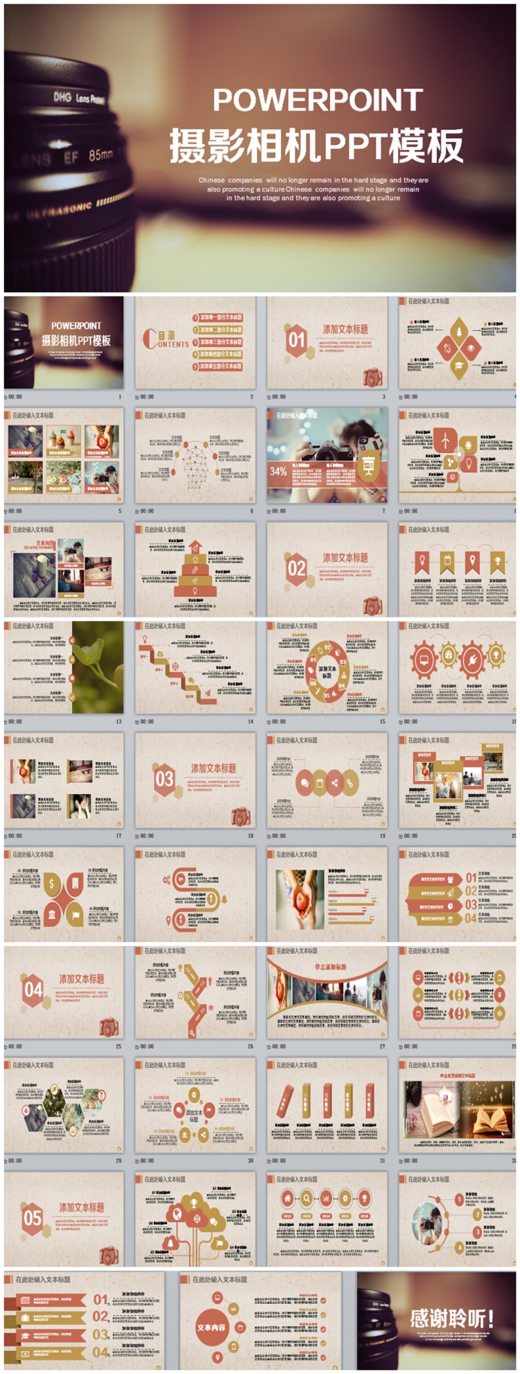 精致攝影攝像照相機(jī)PPT