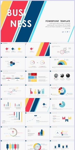 【動感商務】四色簡約商務扁平商務匯報PPT模板