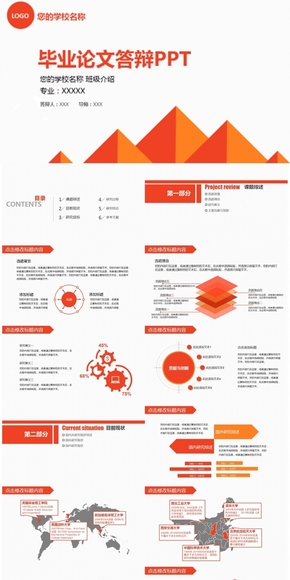 紅黃扁平校園畢業(yè)論文答辯PPT