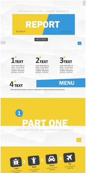 時尚現代感華美低多面形藍黃通用商務匯報PPT模板