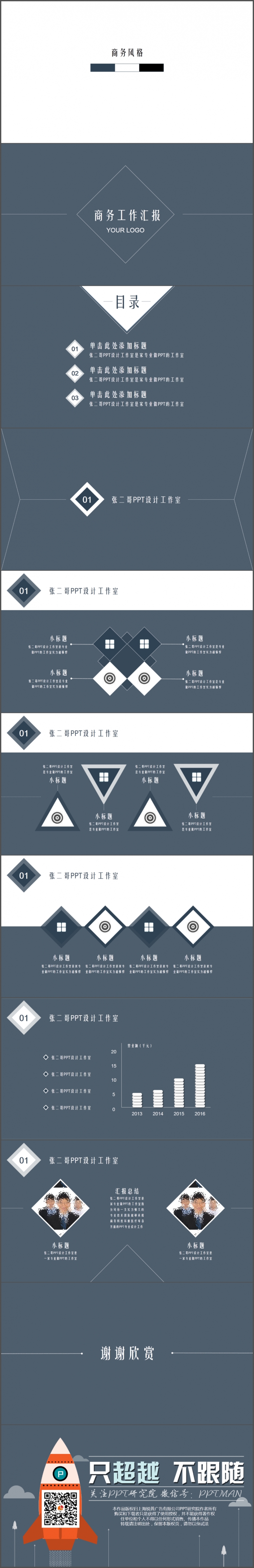 藍(lán)色扁平商務(wù)風(fēng)工作匯報(bào)PPT模板