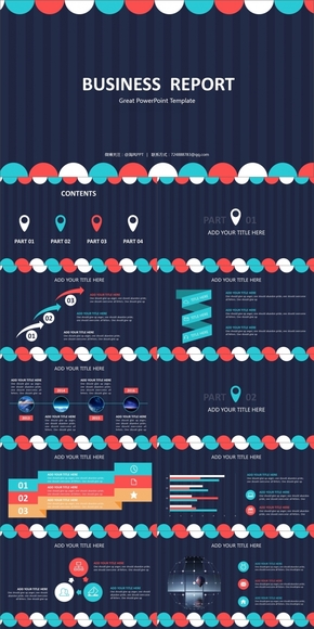  Flat cartoon business plan summary template (dynamic and static)