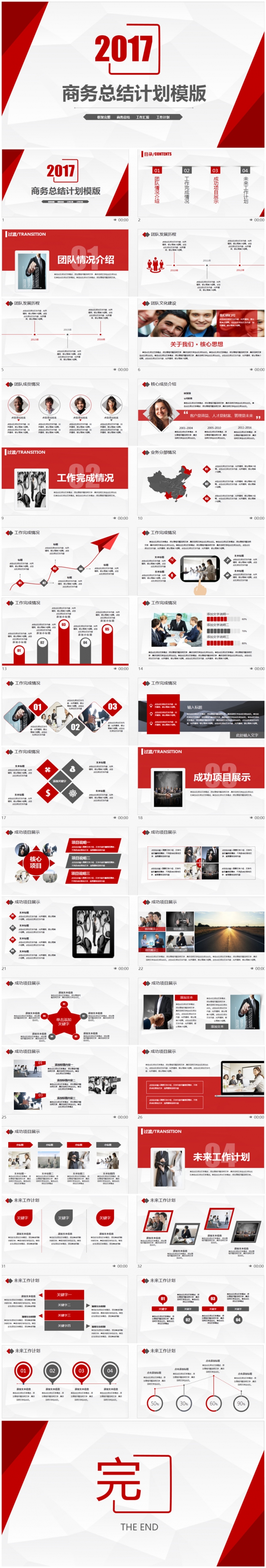 紅色簡約季度工作匯報商務總結(jié)策劃PPT